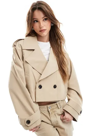 ASOS – Kurzer Trenchcoat in Stein
