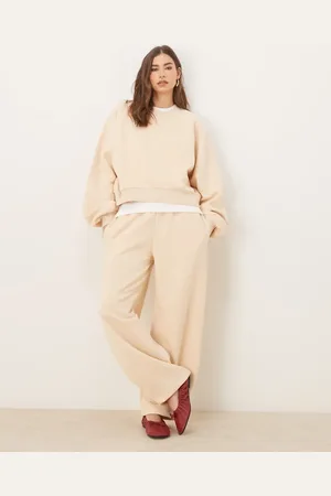 ASOS – Jogginghose mit weitem, abgerundetem Bein in Taupe, Kombiteil
