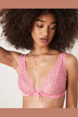 ASOS – Blake – Weicher BH aus rosa Herzspitze mit Korsettdetail und hohem Trägeransatz