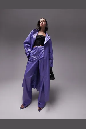 Topshop – Elegante, beschichtete Hose in Liquid-Flieder, Kombiteil