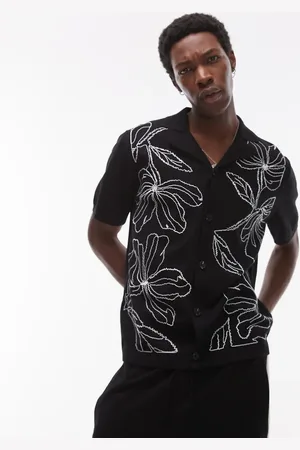 Topman – Strickhemd in mit platzierter Stickerei vorne