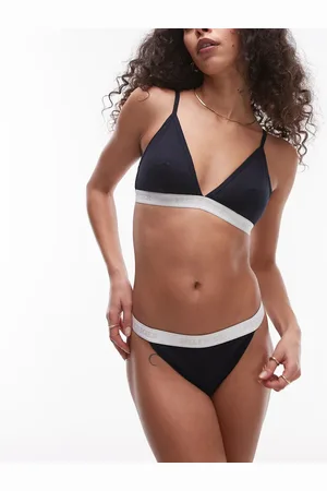 Tommy Hilfiger – Triangel-Bustier in mit Logo-Zierstreifen in Weiß
