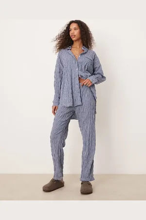 Free People – Strukturierte Pyjama-Hose in Marineblau, Kombiteil