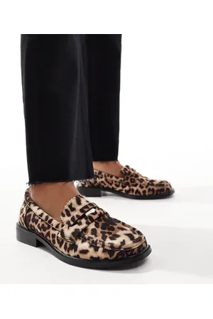 ASOS – Match – Penny-Loafer aus Wildlederimitat mit Leopardenmuster