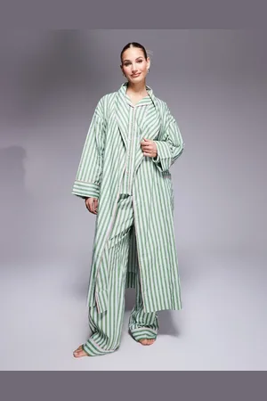 ASOS – Gestreifter Morgenmantel aus Webstoff in