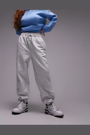 Topshop – Oversize-Jogginghose in Kalkgrau mit Bündchen