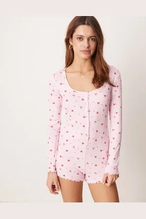 Boux Avenue – Gerippter Playsuit in mit Schleifenprint