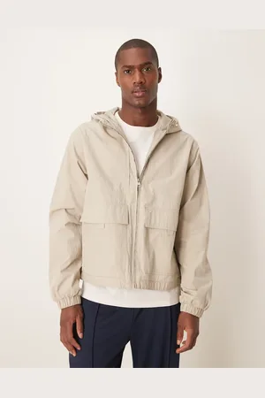 ASOS – Windjacke in Steinbeige mit Kapuze