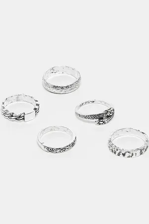 ASOS – 5er-Pack schlichte silberfarbene Ringe