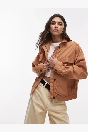 Topshop – Elegante Bomberjacke aus Baumwolle in Beige