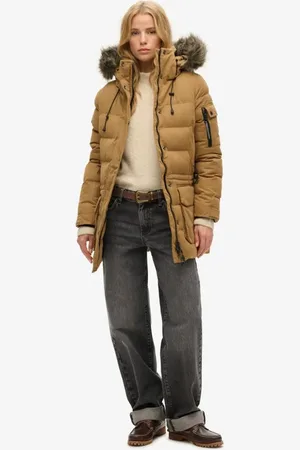 Superdry – Expedition – Mikrofaser-Parkajacke in Sandstein