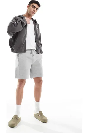 Pull&Bear – Shorts aus Pikee-Jersey in Dunkelgrau