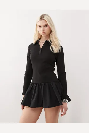 COLLUSION – Geripptes Polo-Minikleid in mit tiefer Taille