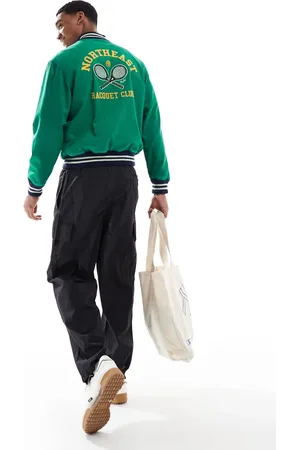 Ralph Lauren – College-Jacke aus Baumwoll-Popeline in Mittelgrün mit „Tennis Club“-Applikation am Rücken