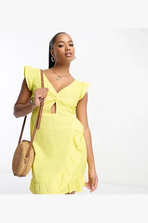 River Island – Minikleid in mit Zierausschnitt und Rüschenärmeln