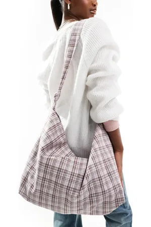 Cotton On Cotton On – Alex – Geknotete, weiche Tragetasche aus Canvas in kariertem Rosa