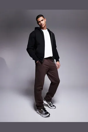 ASOS – Hochwertige, schwere Jogginghose in Dunkelbraun mit geradem Schnitt, 400 g/m²