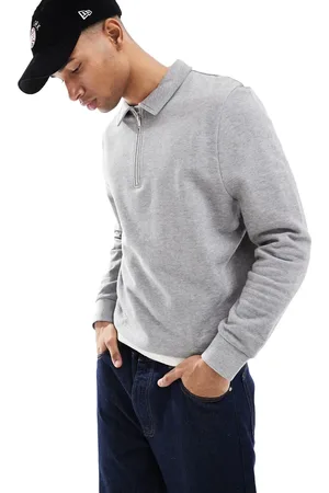 ASOS – Kastiges Sweatshirt in meliertem mit Reißverschluss