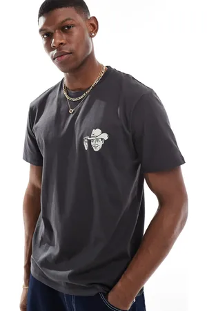 Wrangler – T-Shirt in verwaschenem mit kleinem Cowboy-Print