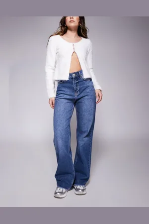 Sixth June – Locker geschnittene Jeans in mit niedrigem Bund und ausgefranstem Saum