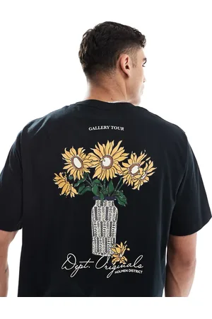 JACK & JONES – Oversize-T-Shirt in mit Blumenprint auf dem Rücken