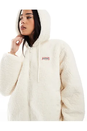 Hunter – Bonelle – Jacke aus Teddyfell in Cremeweiß mit Kapuze
