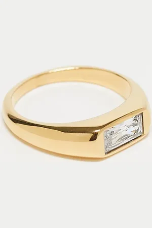 ASOS – Goldfarbener Siegelring aus wasserfestem Edelstahl mit Schmuckstein