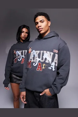 ASOS – Disney – Unisex-Kapuzenpullover in Schwarz mit Oversize-Passform und „König der Löwen Hakuna Matata“-Print
