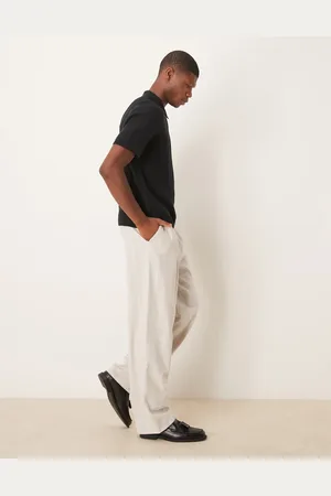 ASOS – Elegante, weite Hose mit angerauter Struktur in Hellbeige mit Streifen