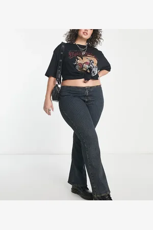 ASOS ASOS DESIGN Curve – Schlagjeans in mit mittelhohem Bund und Nadelstreifen