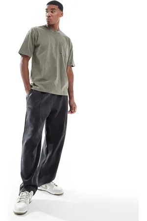 Pull&Bear – Jogginghose in verwaschenem Anthrazit mit weitem Bein