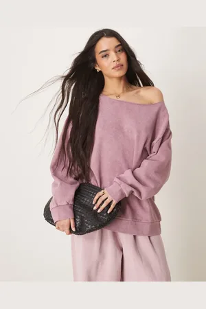 ASOS – Schulterfreies Sweatshirt in verwaschenem