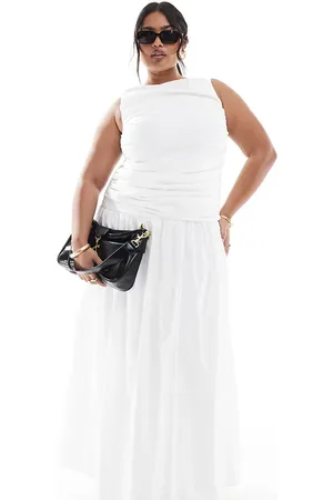 4th & Reckless – Ärmelloses Maxikleid aus Popeline in mit Raffung und tiefer Taille