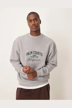ASOS – Oversize-Sweatshirt in meliertem mit grünem Brustprint