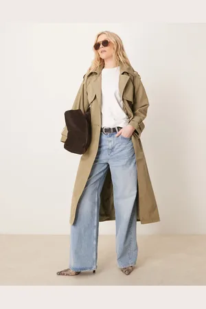 Abercrombie & Fitch – Longline-Trenchcoat in Khaki