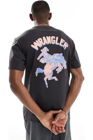 Wrangler – Locker geschnittenes T-Shirt in verwaschenem mit Rodeo-Logoprint am Rücken