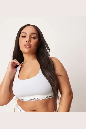 Calvin Klein Plus – Modern Cotton – Ungefüttertes Bustier in mit Ringerrücken und Logoband