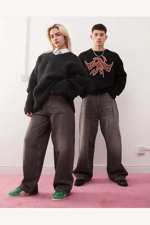 Weekday – Astro – Locker sitzende Unisex-Jeans in grauer Rinse-Waschung mit niedrigem Bund