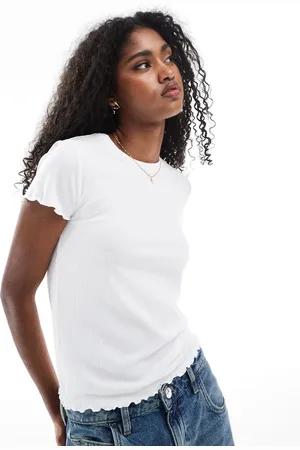 Pieces® – T-Shirt in mit Kräuselsaum