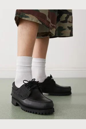Timberland Authentic – Bootsschuhe aus schwarzem Leder mit drei Ösen