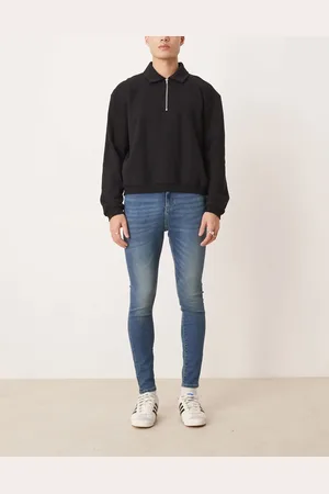 ASOS – Jeans aus Power-Stretch in verwaschenem Dunkelblau