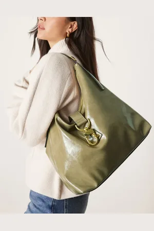 ASOS – Lässige Tragetasche in Hellkhaki mit markanter Schnalle