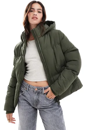 French Connection – Pufferjacke in Khaki mit Kapuze