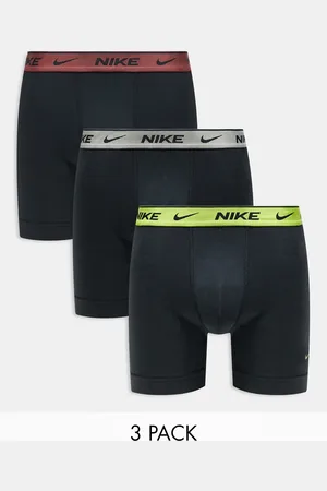 Nike – Everyday Cotton – 3er-Pack Stretch-Boxer-Slips mit farbigen Bünden in Gelb/Grau/Braun