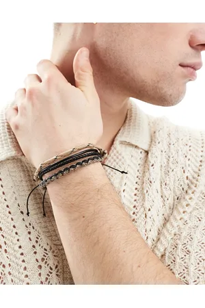ASOS – 3er-Set Kordelarmbänder in Beige