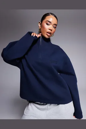 ASOS Weekend Collective – Schweres Sweatshirt in mit kurzem Reißverschluss und Logo