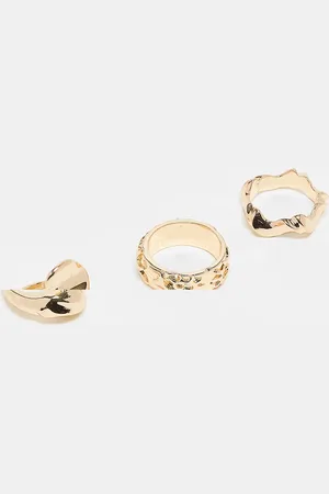ASOS – 3er-Pack goldfarbene Ringe im geschmolzenen Design