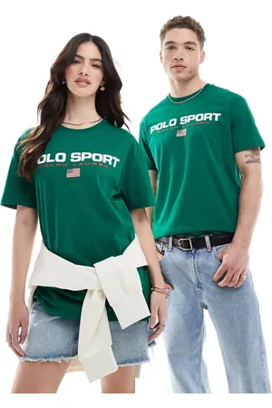 Ralph Lauren – Sport Capsule – Unisex-T-Shirt in mittlerem mit klassischem Oversize-Schnitt und großem Flaggen-Logo auf der Brust