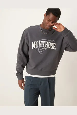 ASOS – Kastiges Oversize-Sweatshirt in Anthrazit mit „Montrose“-Print