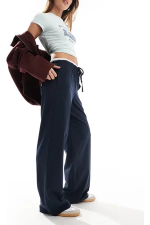 ONLY – Elegante Hose in mit Nadelstreifen, lockerem Schnitt und Kontrastbund